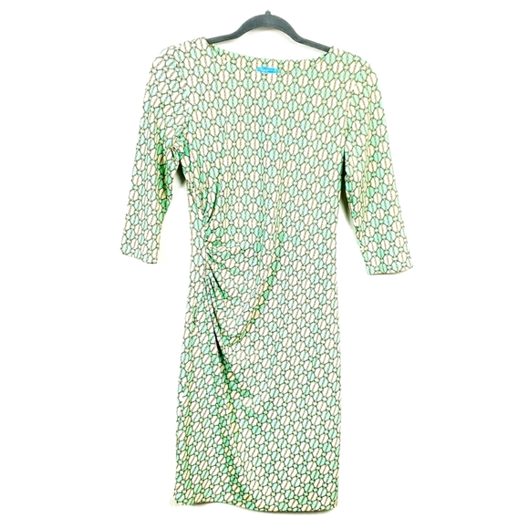 J. McLaughlin Dresses & Skirts - J.mclaughlin mint green retro chain print side rouched dress size xs